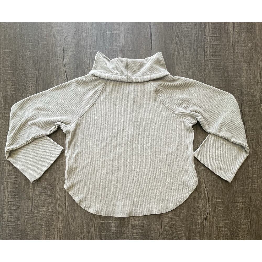 Lucky Brand Women’s Funnel Neck Long Sleeve Waffle Knit Top Heather Grey Small - Picture 5 of 12